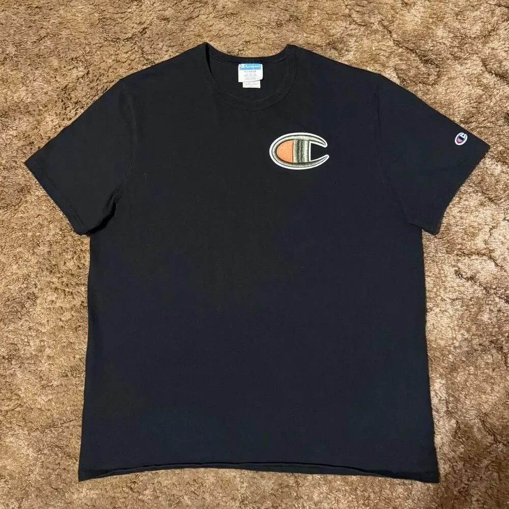 Champion Thread Logo T-Shirt Tee Black XLarge - Picture 1 of 6